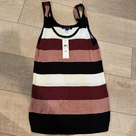 ANN TAYLOR WOMENS SLEEVELESS SWEATER NEW XS PINK BLACK - Picture 1 of 7